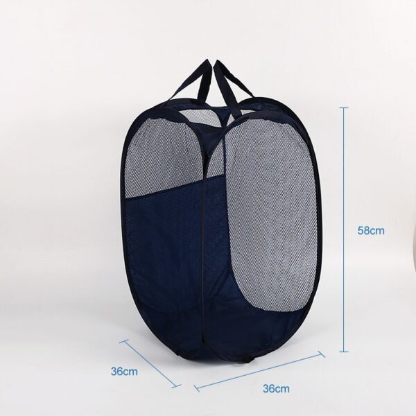 Wholesale large black foldable pop up laundry hamper basket mesh storage bag with handle - Image 2