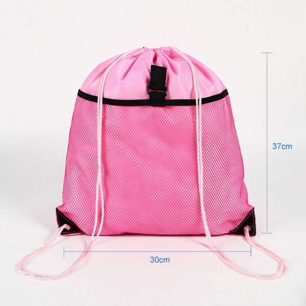 Wholesale eco friendly pink sport drawstring bag with mesh pocket - Image 2