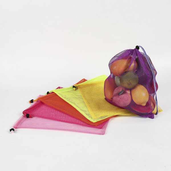 Factory color PET fruit vegetable mesh drawstring bag - Image 3