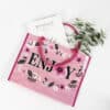 Eco friendly reusable water proof pink pp woven shopping tote bag