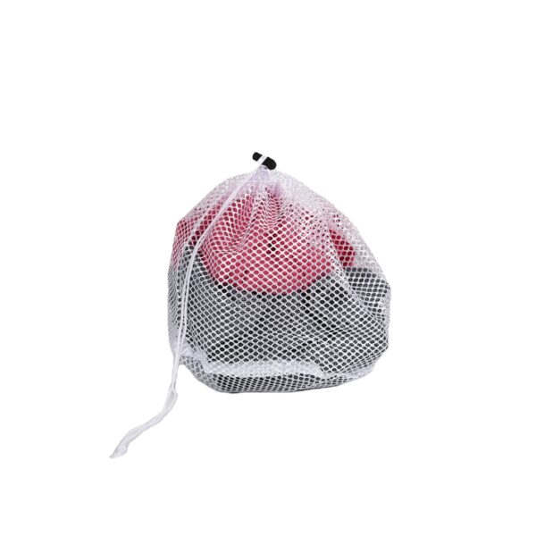 Storage foldable women travel compact small dirty washing net mesh fabric clothing drawstring laundry bag with drawstring