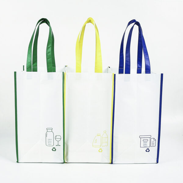 Custom print rpet woven laminate shopping grocery bag with handle